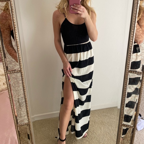 Dresses & Skirts - Black and white striped maxi dress